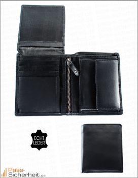 Alassio Geldbörse mit NFC & RFID-Schutz aus Leder Hochformat Reißverschluss 31947, schwarz