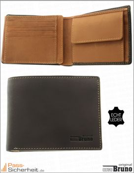 ORSO BRUNO Original RFID & NFC Abgeschirmte Scheintasche, Querformat, aus Leder, für Funk-Kreditkarte, ePerso, mit Klappe, 3002 Braun